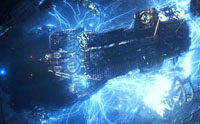 The Hammer being chased by sentinels down a mechanical line